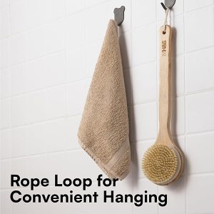 Get smooth, glowing skin with this long-handled body brush back scrubber! Say goodbye to dry skin and cellulite with natural bristles and exfoliate your back in the shower. #skincare #bodycare #exfoliate