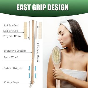 0664be96aceb4ccf9af107b9270064bftplv-tulkllf4y5-origin-jpeg.jpeg Get smoother skin and relax in the shower with this 43cm long wooden double-sided back scrubber! Soft and stiff bristles exfoliate your skin for a spa-like experience. #skincare #selfcare #showeressential