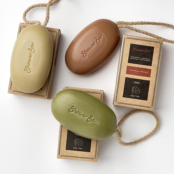 Get that luxurious spa experience at home with this eco-friendly vegan Oud scented shower soap on a rope! Say goodbye to plastic waste and hello to soft, moisturized skin. #showergoals #veganbeauty #ecofriendly