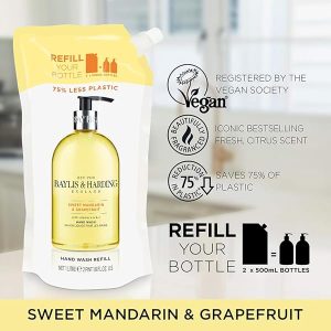 🍊✨ Sweet Mandarin & Grapefruit Hand Wash Refills! 🌿🌱 1L each, pack of 3! 🙌🏼 Vegan friendly and eco-friendly! 💚 #handwash #