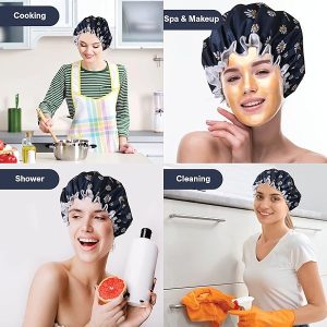 Stay stylish and dry with this trendy double layer shower cap! 🌸 Perfect for all hair types, this reusable cap is waterproof and features a unique flower design. Say goodbye to bad hair days! 💁‍♀️ #shower
