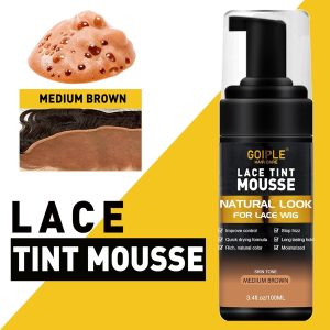 Get flawless, natural-looking lace tint with this 3.4 fl oz mousse perfect for women's wigs! Achieve a flawless medium brown shade effortlessly. #haircare #wiggamestrong