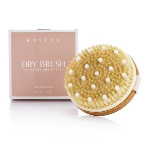 Get glowing skin with this organic body brush! Say goodbye to dry skin, cellulite, and boost lymphatic drainage. Enhance your spa routine with this exfoliating and massaging brush. #glowingskin #bodybrush #selfcare
