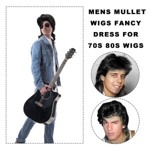 Get groovy with this black mullet wig! Perfect for 70s/80s vibes, rockin' out, or Halloween fun 🎃 Rock your next costume party with this long, curly wig! #halloweencost