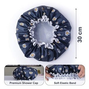 Stay stylish and dry with this trendy double layer shower cap! 🌸 Perfect for all hair types, this reusable cap is waterproof and features a unique flower design. Say goodbye to bad hair days! 💁‍♀️ #shower