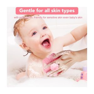 "Get that soft, glowing skin with this gentle silicone body scrubber! Perfect for exfoliating sensitive skin and giving yourself a relaxing massage in the shower. Available in a cute pink color. #skincare #bodyscrub #self