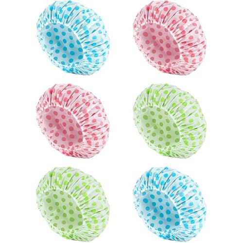 🚿 Stay Stylish in the Shower! 6 Waterproof & Reusable Caps for Women 💧 Perfect for Long Hair, Fits Snug with Elastic Band 🌿 Get Yours Now! #ShowerCaps #HairCare