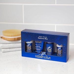 ✨Unwind with our Bathtime Bliss Set! 🛁 Includes Shower Cream, Pillow Spray, Bath Essence & Body Lotion infused with lavender & chamomile essential oils. 🌿 Vegan & Cruelty Free! #self