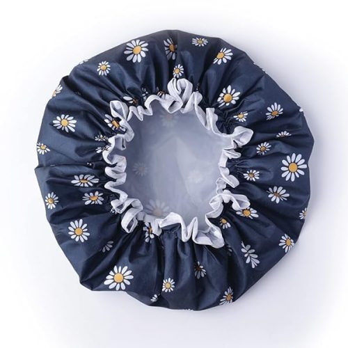 Stay stylish and dry with this trendy double layer shower cap! 🌸 Perfect for all hair types, this reusable cap is waterproof and features a unique flower design. Say goodbye to bad hair days! 💁‍♀️ #shower