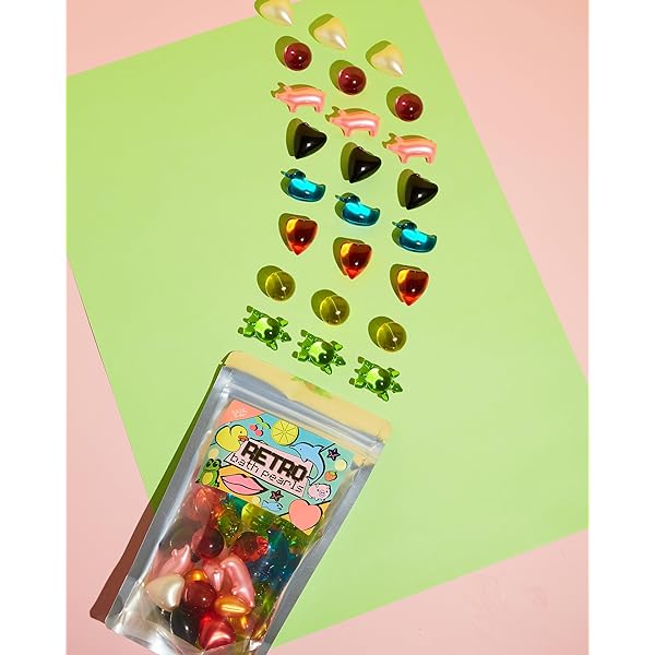 🛁✨Get Your Glow On with Retro Bath Pearls! 30 Assorted Shapes & Scents - Animals, Hearts, Stars, Pearls! Perfect Stocking Filler or Secret Santa Gift for Teenage Skincare! #