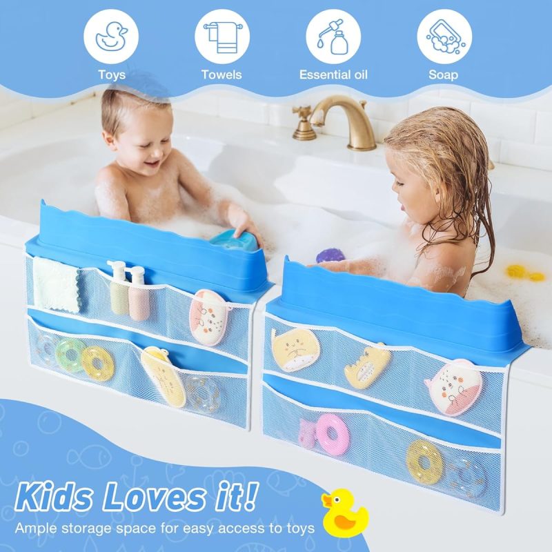 "Keep your bathtub clean and organized with this versatile silicone splatter screen and edge protector! Perfect for kids' bath time fun and bathroom storage. #bathtub #organization #kids"