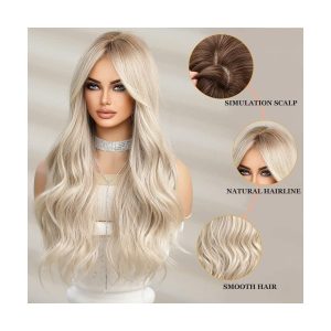 Get the ultimate long wavy blonde wig for women! Heat resistant and perfect for daily wear, parties, or cosplay! Say goodbye to boring hair days💁‍♀️ #blondewig #wavyhair #cosplay #