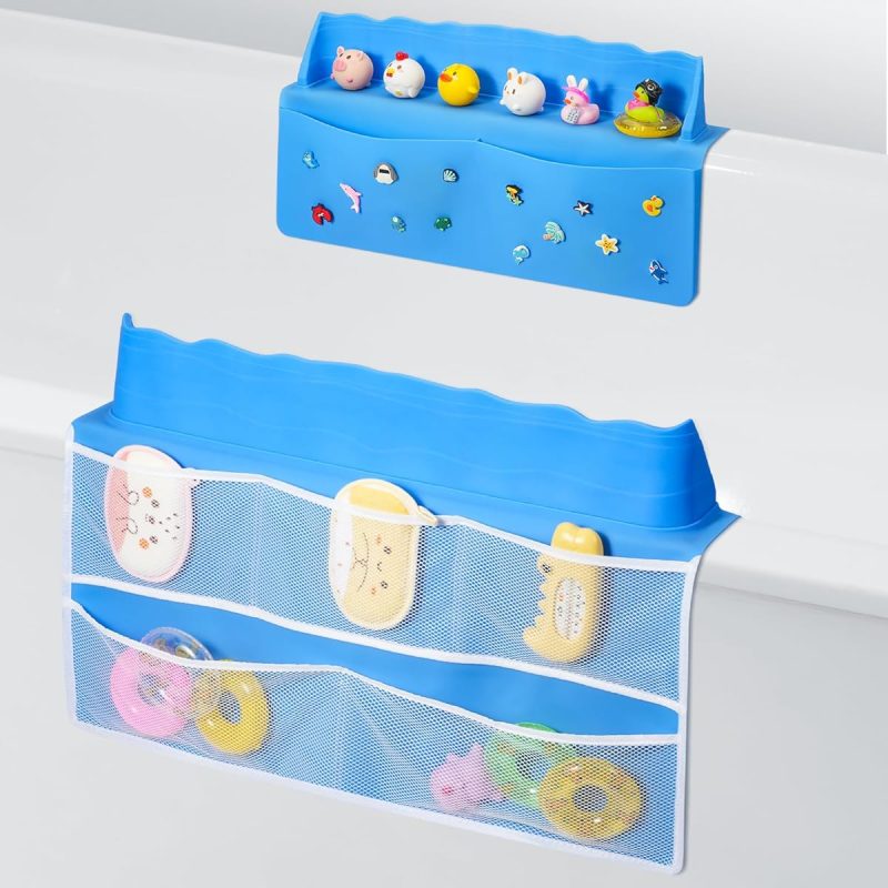 "Keep your bathtub clean and organized with this versatile silicone splatter screen and edge protector! Perfect for kids' bath time fun and bathroom storage. #bathtub #organization #kids"