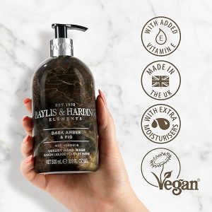 Experience luxury with this deliciously scented hand wash trio! Made with dark amber and fig elements, this vegan-friendly formula will leave your hands feeling pampered and refreshed. Perfect for your bathroom or kitchen sink! ✨🌿 #hand