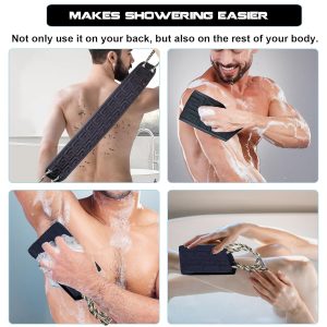 "Get that smooth, glowing skin with this 38.6" double-sided back scrubber! Perfect for deep cleansing in the shower, this exfoliating washcloth is a must-have for your skincare routine 💦✨ #skincare #