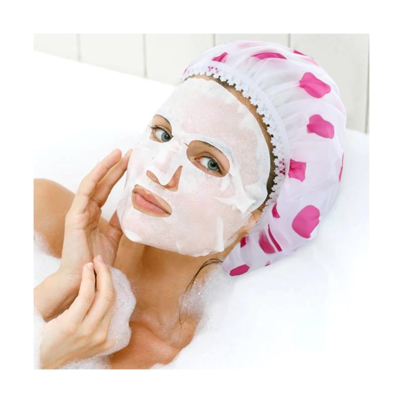 "Stay cute and dry with these 6 fun shower caps! Waterproof, adjustable, and perfect for all hair types. Add some style to your shower routine with hearts and big dots 🚿💖 #showercaps #haircare #t