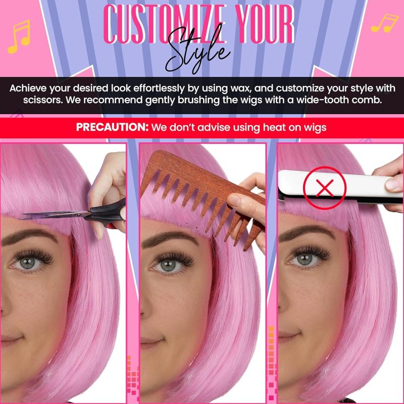 Get the perfect short bob wig for a fun and flirty look! 🎃 Spice up your Halloween costume or cosplay outfit with this 12 inch wig with fringe. Stand out with these fancy dress accessories! 💃 #ShortBobWigs