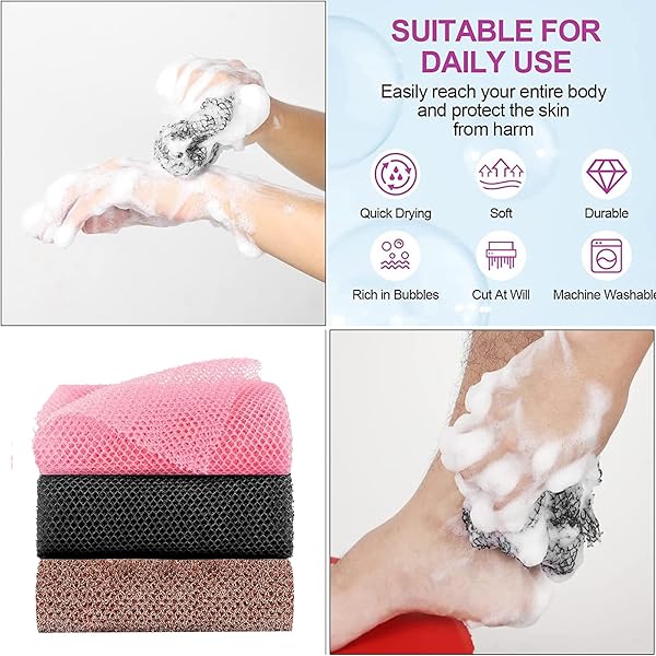 Get that spa-quality skin with these 3 African-inspired exfoliating net sponges! Perfect for a luxurious shower experience that will leave your skin feeling refreshed and rejuvenated. #SkincareRoutine #SpaDay #BeautyEssentials