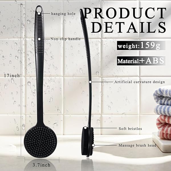Level up your shower game with this silicone body scrubber! 🚿 Double sided for exfoliating and massaging, it's perfect for creating a rich foam. Plus, the long handle makes it easy to reach every inch of your back