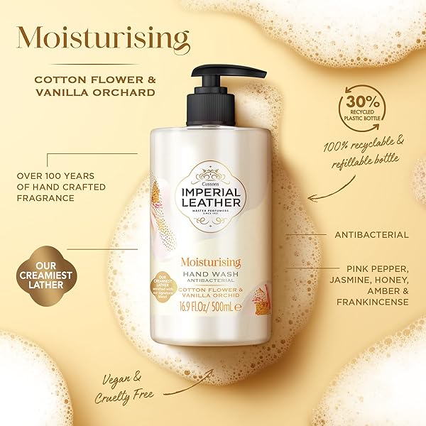 🌸✨Luxurious Antibacterial Hand Wash! With Cotton Flower, Vanilla Orchid, and Signature Oil Blend for soft, germ-free hands! Get a Bulk Pack of 6 x 500ml bottles for ultimate skin care!