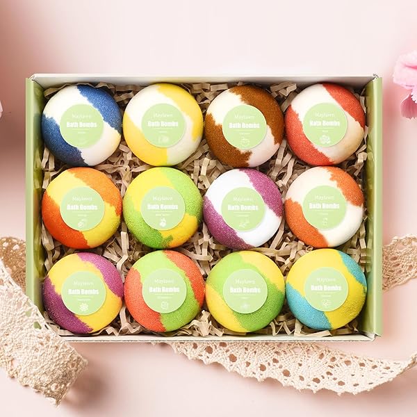 Treat yourself (or a loved one) to a luxurious bath experience with this 12-piece handmade fizzy bubble bath bomb set! Perfect for birthdays, Mother's Day, or just to show someone special how much you care. Vegan and cruelty-free
