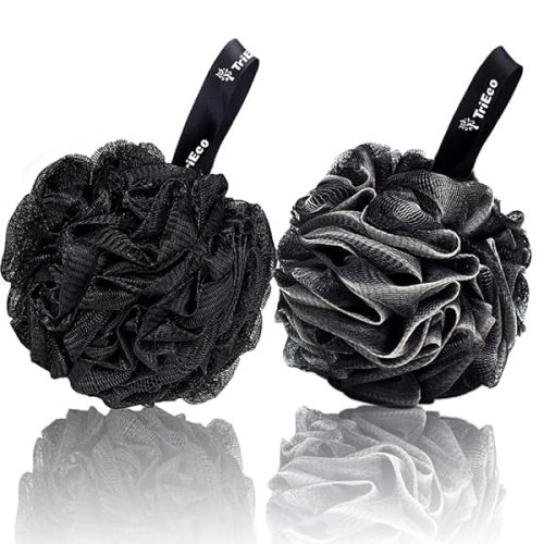 Get that extra clean feeling with this 2-piece black bath sponge set! Perfect for exfoliating in the shower. Treat yourself to a spa-like experience at home! #ShowerPuff #Exfoliate #SelfCare