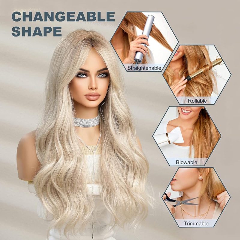 Get the ultimate long wavy blonde wig for women! Heat resistant and perfect for daily wear, parties, or cosplay! Say goodbye to boring hair days💁‍♀️ #blondewig #wavyhair #cosplay #