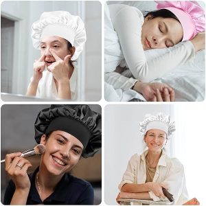 4eac582ce8cb48e39e426c1a6ef9f584tplv-tulkllf4y5-origin-jpeg.jpeg Sleep in style with this satin hair bonnet! Protect your hair while you sleep with this soft and comfortable cap. Say goodbye to frizzy hair and hello to beautiful hair days ahead! Available in sleek black.