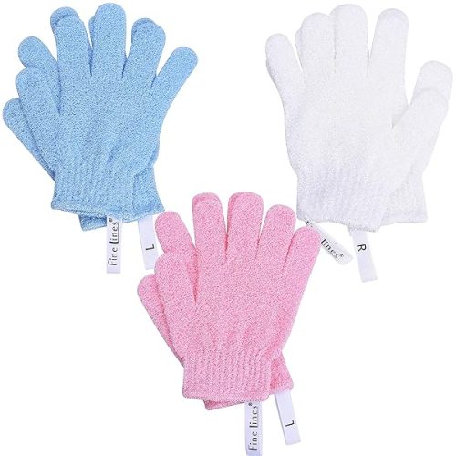 50efcbf8ff1e4d008fe36f8251af316btplv-tulkllf4y5-origin-jpeg.jpeg Get your skin feeling soft and smooth with these exfoliating shower gloves! Say goodbye to dead skin and hello to a fresh glow. Comes in a pack of 3 pairs (6 pcs) with hanging hoops for easy storage. Upgrade your shower routine
