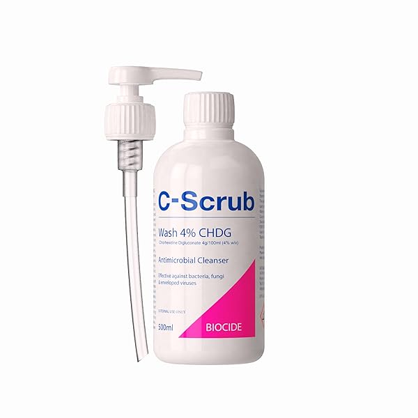 Get clean and protected with this powerful 4% Chlorhexidine wash! Perfect for germ-free hands and skin. Pump dispenser for easy use. Stay healthy and safe! 💦✨ #antimicrobial #cleanhands