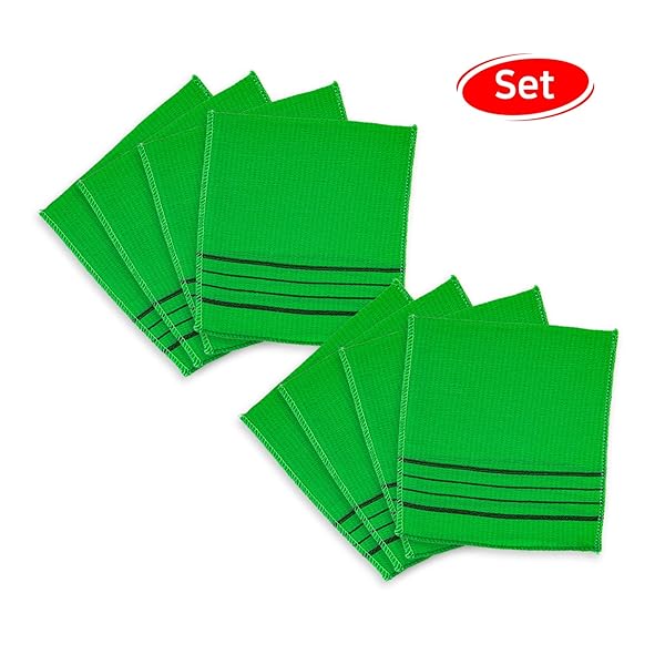 Get glowing skin with these Korean exfoliating washcloths! Say goodbye to dead skin, calluses, and blackheads. Cleanse your pores and reduce acne breakouts with this set of 8 scrubbing cloths. #skincare #