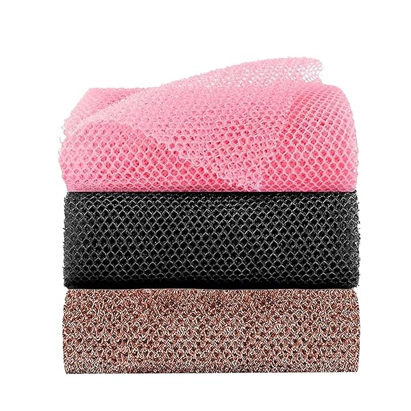 Get that spa-quality skin with these 3 African-inspired exfoliating net sponges! Perfect for a luxurious shower experience that will leave your skin feeling refreshed and rejuvenated. #SkincareRoutine #SpaDay #BeautyEssentials