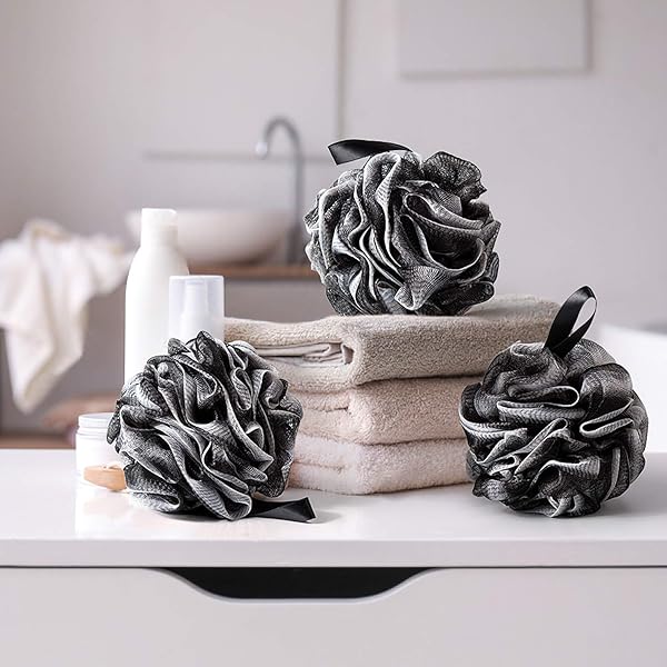 Get that spa-like exfoliation at home with this 3 pack of bath shower scrub tools! Loofahs, body brush, pouf, scrubber sponge - we've got it all for your ultimate shower experience ✨ #selfcare