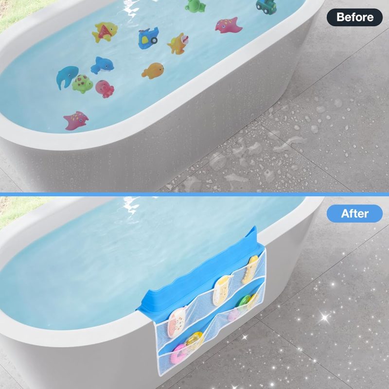 "Keep your bathtub clean and organized with this versatile silicone splatter screen and edge protector! Perfect for kids' bath time fun and bathroom storage. #bathtub #organization #kids"
