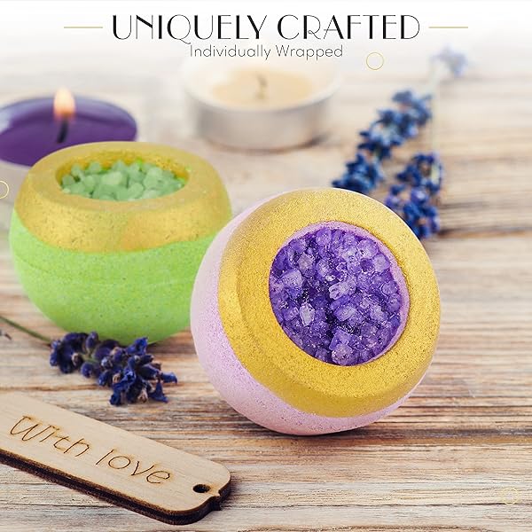 Indulge in a Set of 8 Luxe Bath Bombs! Treat yourself to a spa day at home with these 100% natural, organic, vegan fizzers. Perfect for birthdays, Christmas, or any day you need some pampering