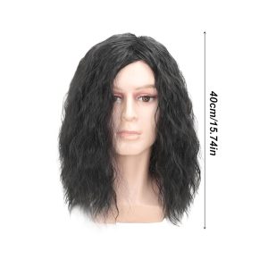 Get that 70s/80s rockstar look with this black mid-length curly wig for men! Perfect for cosplay, fancy dress parties, or Halloween. Stand out and rock on TikTok! 🤘🎸 #menswig