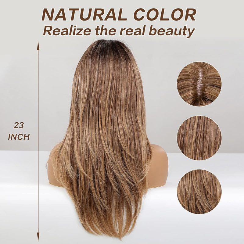 Gorgeous Ombre Brown to Blonde Long Wig with Dark Roots! Perfect for switching up your look on TikTok #hairtransformation #longhairdontcare
