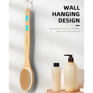 Get that smooth, glowing skin with this double-sided shower brush! Exfoliate and scrub away dead skin cells for a spa-like experience. Long wooden handle for easy reach. #skincare #selfcare #showeressential