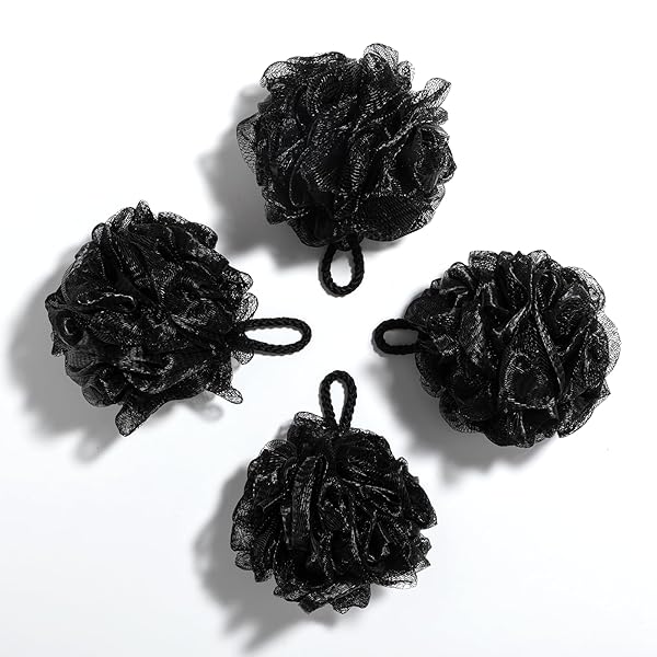 Get your skin feeling soft and smooth with this pack of 4 extra soft shower puffs! Perfect for scrubbing and exfoliating, this black shower sponge is comfortable for men, women, and babies alike. #skincare #softskin #
