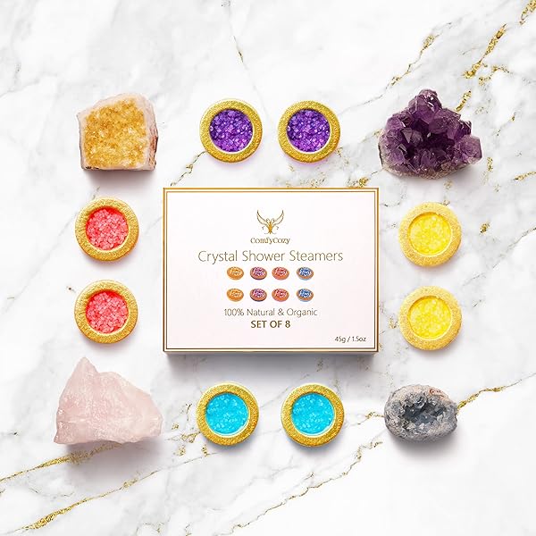 ✨ Elevate your shower routine with this luxurious crystal shower steamers gift set! 🚿 Treat yourself to a spa-like experience at home with these vegan organic shower bombs. Perfect for a little self-care pampering! 💖 #Shower