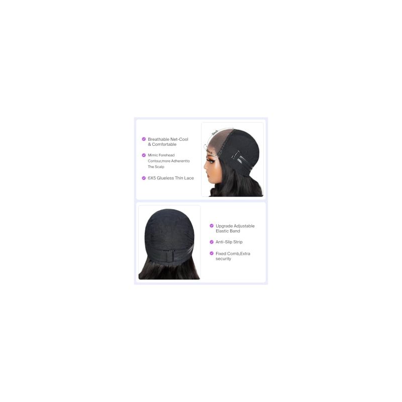 Get ready to slay with this 5x6 pre-cut lace front wig! Perfect for black women, this glueless 12A quality human hair wig features a salon-quality loose body wave with 220% density. Pre-plucked and
