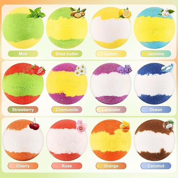 Treat yourself (or a loved one) to a luxurious bath experience with this 12-piece handmade fizzy bubble bath bomb set! Perfect for birthdays, Mother's Day, or just to show someone special how much you care. Vegan and cruelty-free