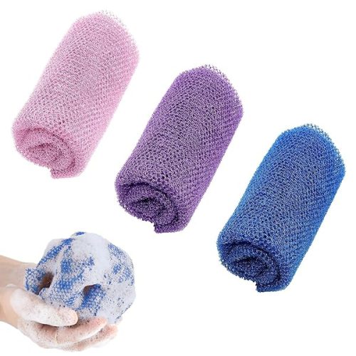 Get smooth, glowing skin with these African exfoliating nets! Perfect for deep cleaning and scrubbing away dead skin. Available in purple, pink, and blue. Great for men and women! ✨🚿 #skincare #ex