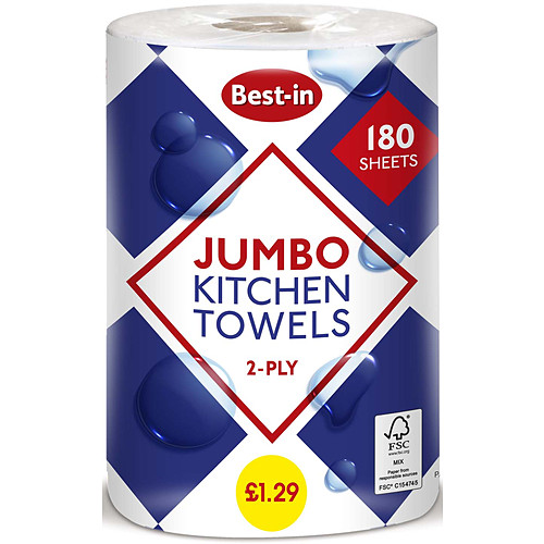 Bestin Jumbo Kitchen Towel 2ply White 1Roll × 1 × 6