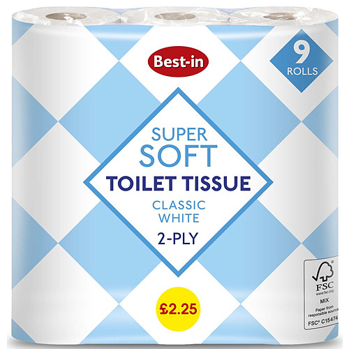 Bestin Soft Toilet Tissue White 9Roll × 1 × 5