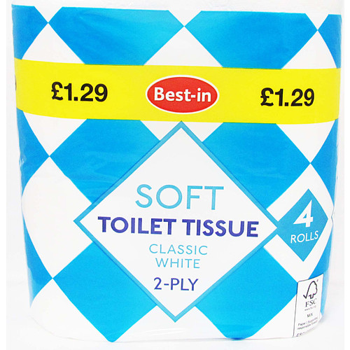 Bestin Soft Toilet Tissue White 4Roll × 1 × 12