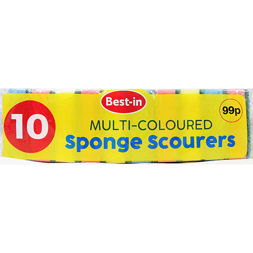 Bestin Multicolour Sponge Scourer PM 99p 10pk × 14 × 10