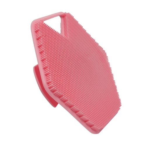 "Get that soft, glowing skin with this gentle silicone body scrubber! Perfect for exfoliating sensitive skin and giving yourself a relaxing massage in the shower. Available in a cute pink color. #skincare #bodyscrub #self