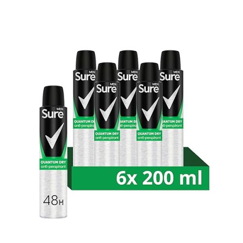 Get all-day freshness with this powerful men's deodorant! Quantum Dry Anti-Perspirant Aerosol keeps you dry and smelling great for up to 48 hours. Stock up with this 6-pack of 200 ml cans! #