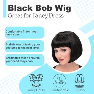 ✨Transform Your Look with a Sleek Black Bob Wig! Perfect for Dressing Up, Cosplay, and Halloween 🖤 #WigLife #Cosplay #HalloweenLook